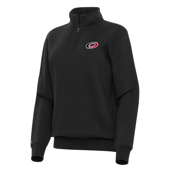 Women's Antigua Black Carolina Hurricanes Victory Quarter-Zip Sweatshirt