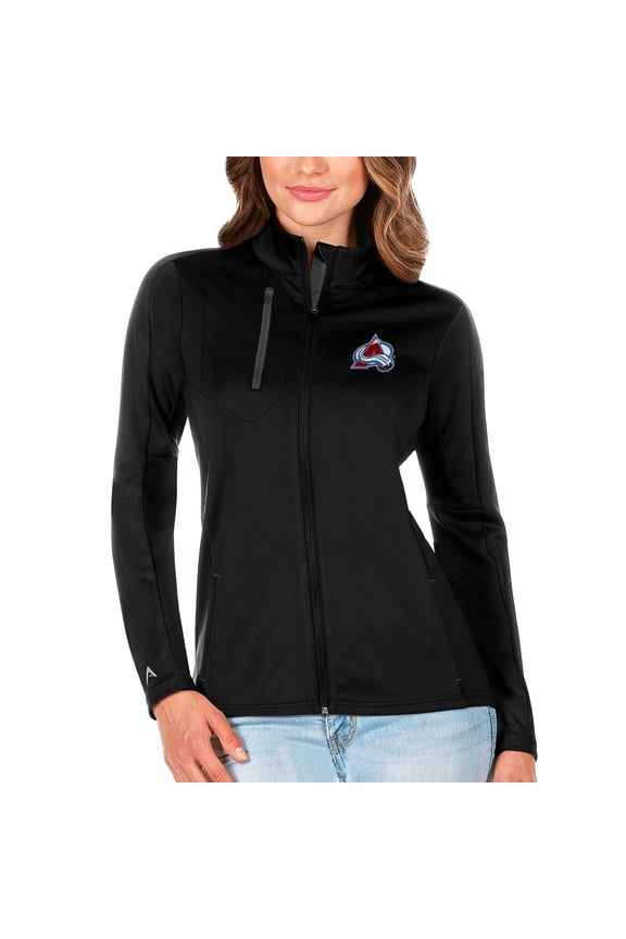 Women's Antigua Black/Charcoal Colorado Avalanche Generation Full-Zip Pullover Jacket