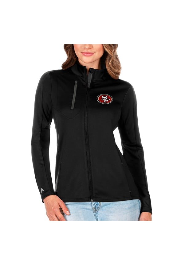 Women's Antigua Black/Charcoal San Francisco 49ers Generation Full-Zip Jacket