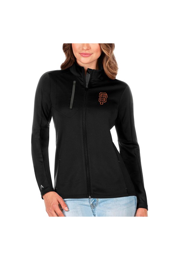 Women's Antigua Black/Charcoal San Francisco Giants Generation Full-Zip Jacket