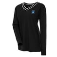 thumbnail image 1 of Women's Antigua Black Charlotte FC Symbolic V-Neck Long Sleeve T-Shirt, 1 of 1