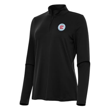 Women's Antigua Black Chicago Fire Reprocess Quarter-Zip Jacket