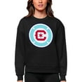 thumbnail image 1 of Women's Antigua Black Chicago Fire Team Logo Victory Pullover Sweatshirt, 1 of 1