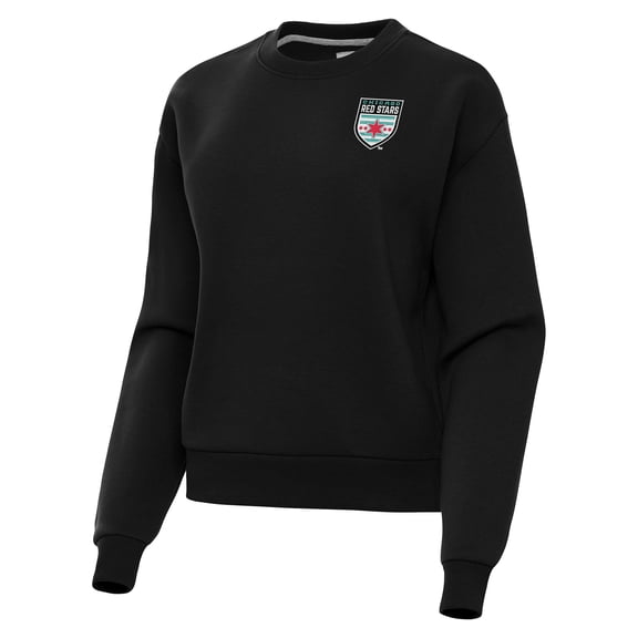 Women's Antigua Black Chicago Red Stars Victory Pullover Sweatshirt