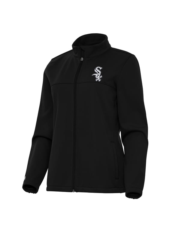 Women's Antigua Black Chicago White Sox Links 2 Golf Full-Zip Jacket