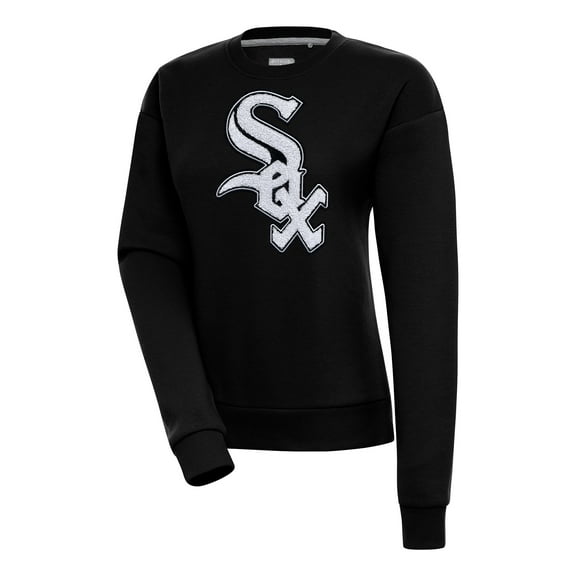 Women's Antigua  Black Chicago White Sox Victory Chenille Pullover Sweatshirt