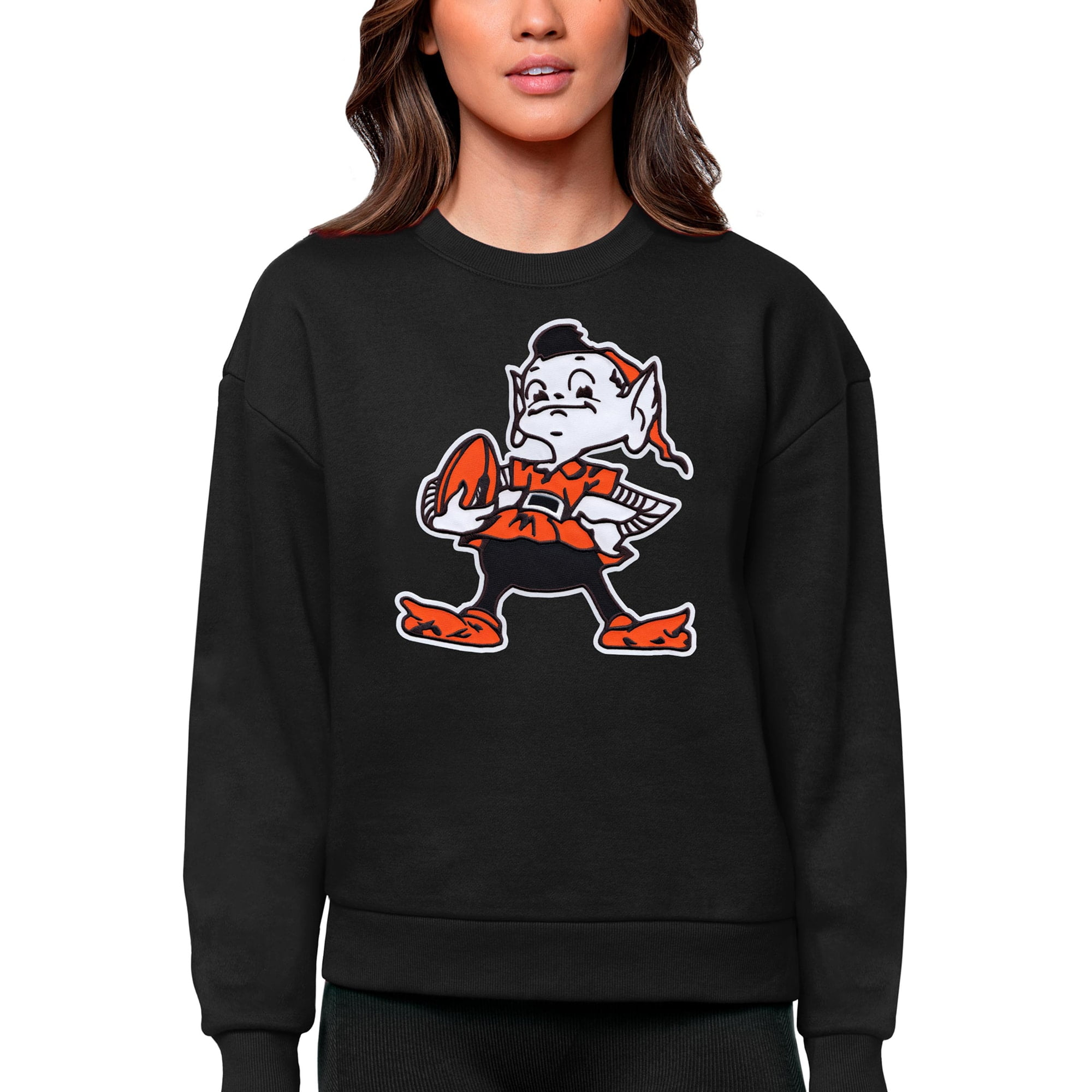 Women s Antigua Black Cleveland Browns Brownie The Elf Historic
