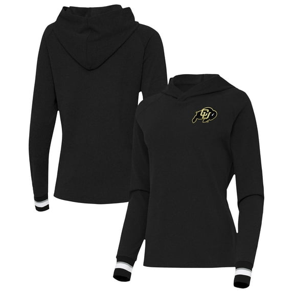 Women's Antigua Black Colorado Buffaloes Trek Pullover Hoodie