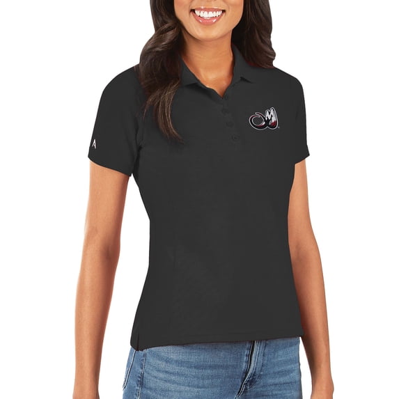 Women's Antigua Black Colorado Mammoth Team Logo Legacy Pique Polo