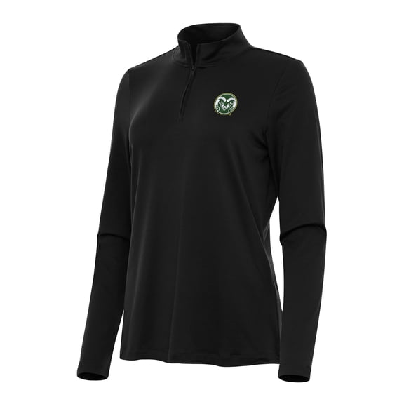 Women's Antigua Black Colorado State Rams Reprocess Quarter-Zip Top
