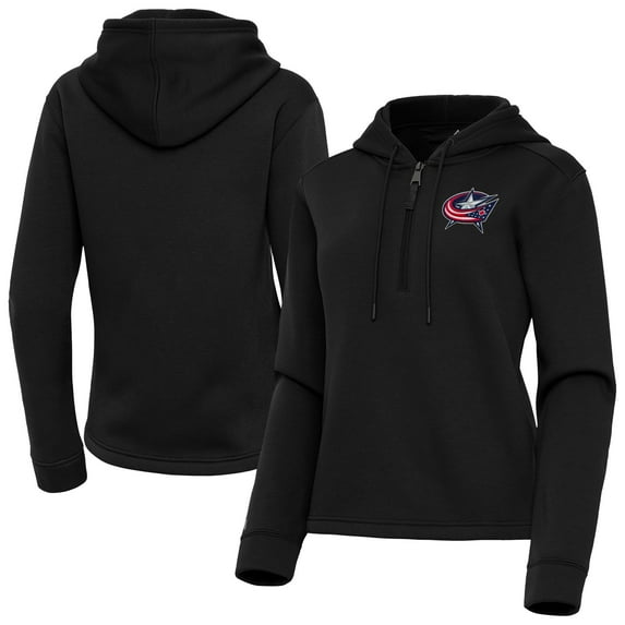 Women's Antigua Black Columbus Blue Jackets Contemporary Quarter-Zip Hoodie