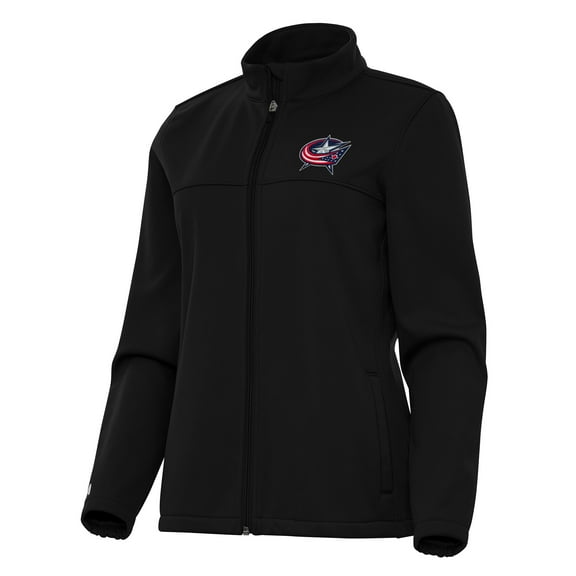 Women's Antigua Black Columbus Blue Jackets Links 2 Full-Zip Golf Jacket