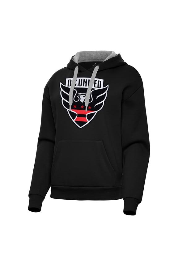 Women's Antigua Black D.C. United Victory Pullover Hoodie