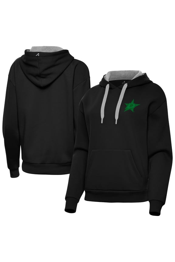 Women's Antigua Black Dallas Stars St. Patrick's Day Victory Pullover Hoodie