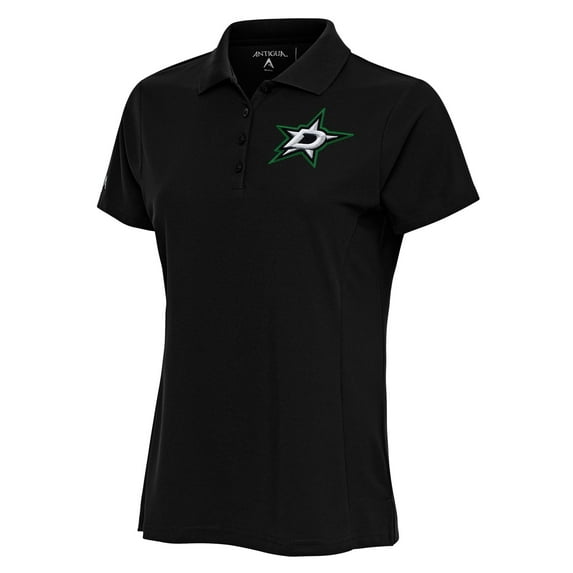 Women's Antigua Black Dallas Stars Team Logo Legacy Pique Polo