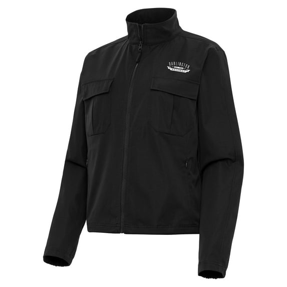Women's-Antigua Black Darlington Raceway Even Par Full-Zip Jacket