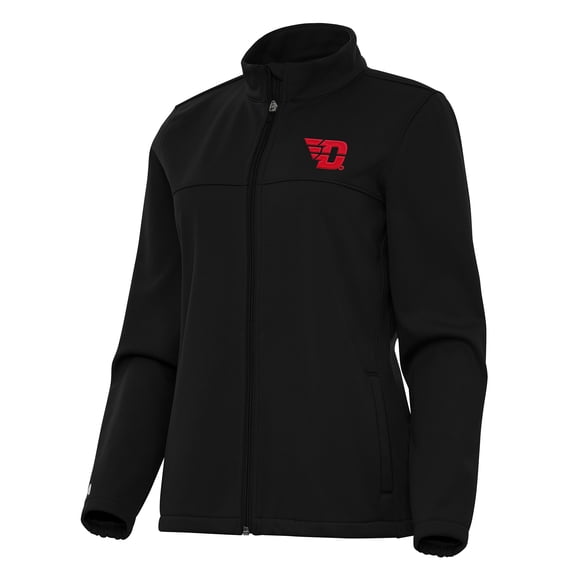 Women's Antigua Black Dayton Flyers Links 2 Full-Zip Golf Jacket