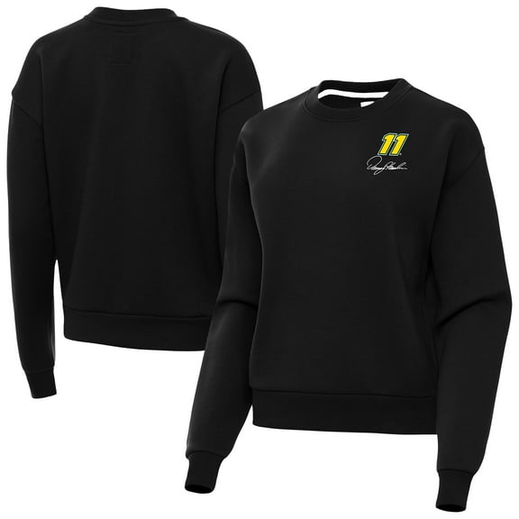 Women's Antigua Black Denny Hamlin-Victory Pullover Sweatshirt