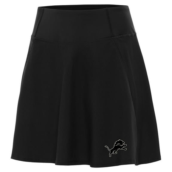 Women's Antigua Black Detroit Lions  Brushed Carbon Chip Skort