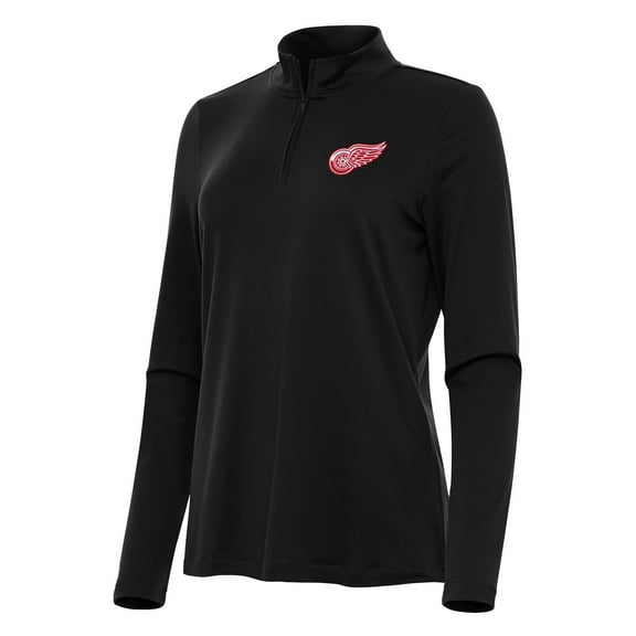 Women's Antigua Black Detroit Red Wings Reprocess Quarter-Zip Top