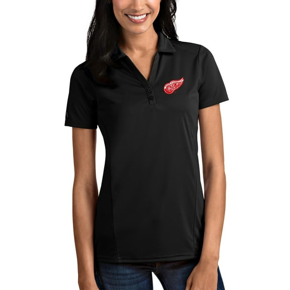 Women's Antigua Black Detroit Red Wings Tribute Polo