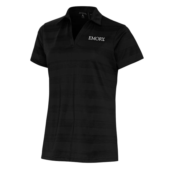Women's Antigua Black Emory Eagles Compass Polo