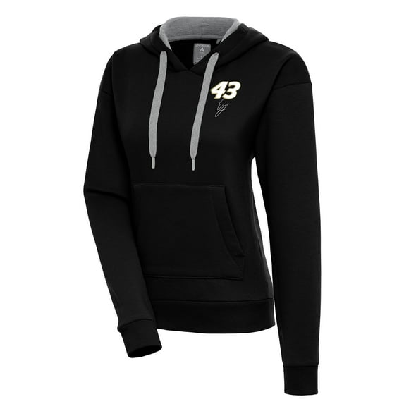 Women's Antigua Black Erik Jones Victory Pullover Hoodie