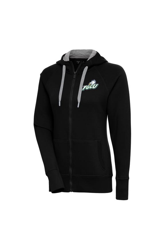 Women's Antigua Black Florida Gulf Coast Eagles Victory Full-Zip Hoodie