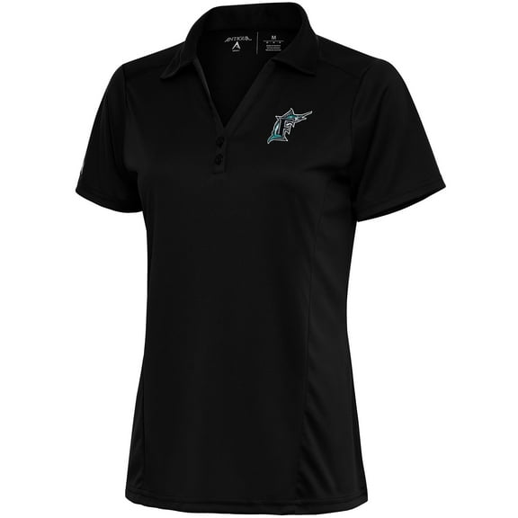 Women's Antigua  Black Florida Marlins Cooperstown Tribute Polo