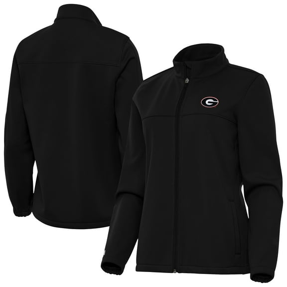Women's Antigua Black Georgia Bulldogs Links 2 Golf Full-Zip Jacket