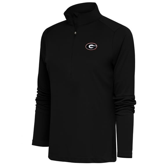 Women's Antigua Black Georgia Bulldogs Tribute Half-Zip Pullover Top