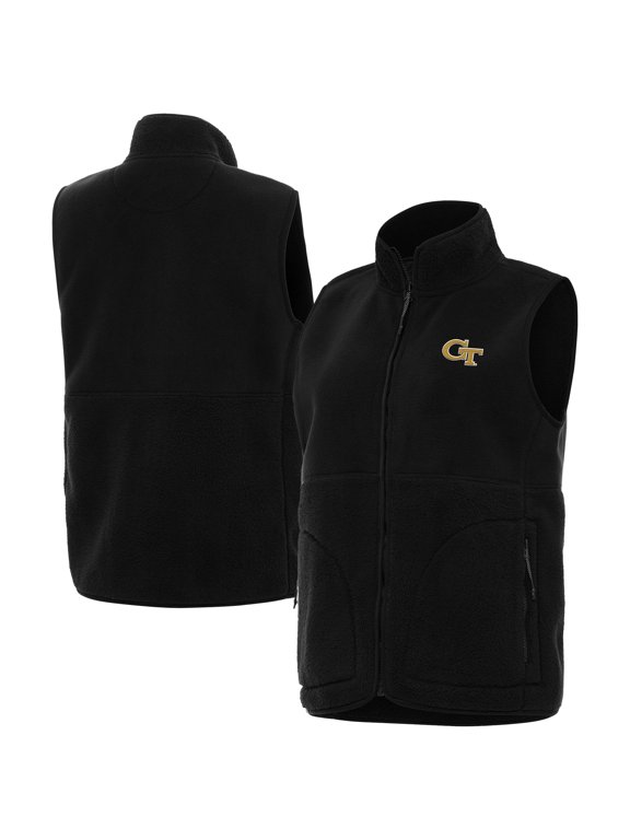 Women's Antigua Black Georgia Tech Yellow Jackets Nostalgic Full-Zip Vest