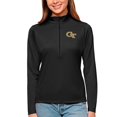 thumbnail image 1 of Women's Antigua Black Georgia Tech Yellow Jackets Tribute Quarter-Zip Pullover Top, 1 of 1