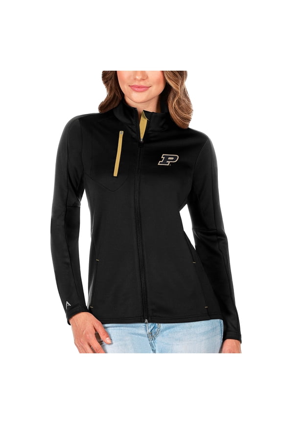 Women's Antigua Black/Gold Purdue Boilermakers Generation Full-Zip Jacket