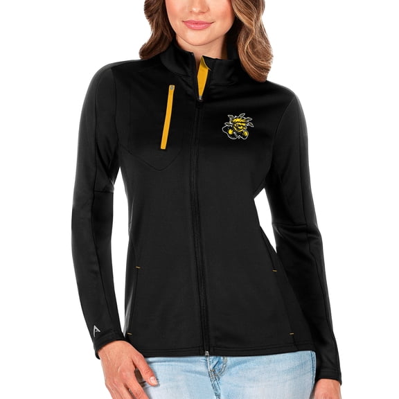 Women's Antigua Black/Gold Wichita State Shockers Generation Full-Zip Jacket