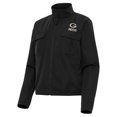 thumbnail image 1 of Women's Antigua Black Green Bay Packers  Brushed Carbon Even Par Full-Zip Jacket, 1 of 2