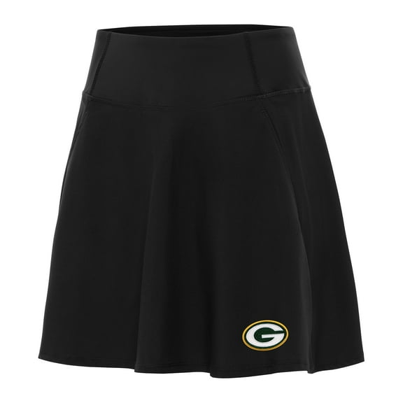 Women's Antigua Black Green Bay Packers Chip Skort