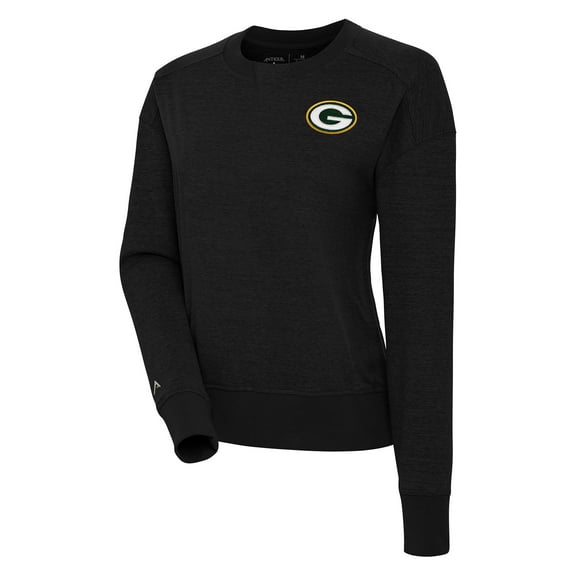 Women's Antigua Black Green Bay Packers Forward Fleece Pullover Sweatshirt