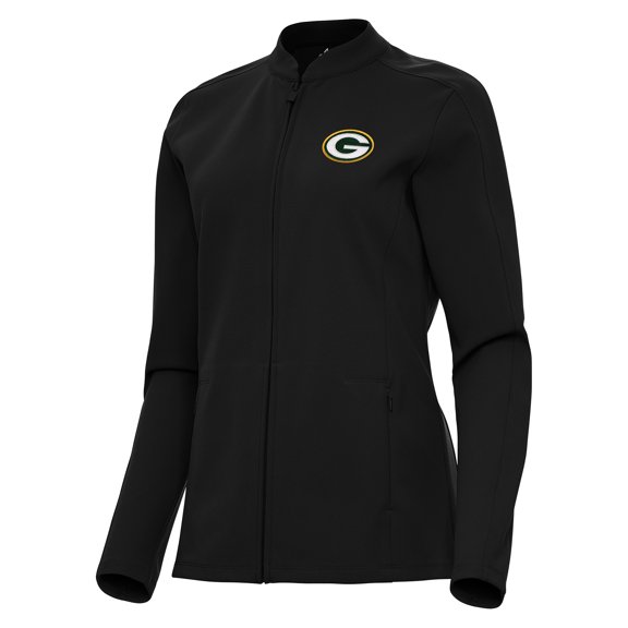 Women's Antigua  Black Green Bay Packers Regard Full-Zip Jacket