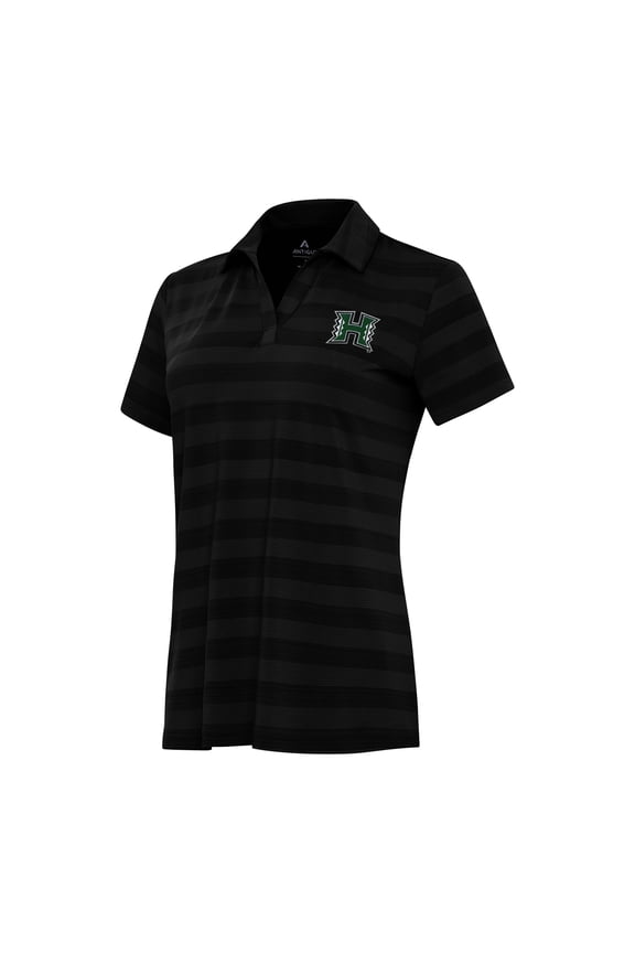 Women's Antigua Black Hawaii Rainbow Warriors Tunnel Polo
