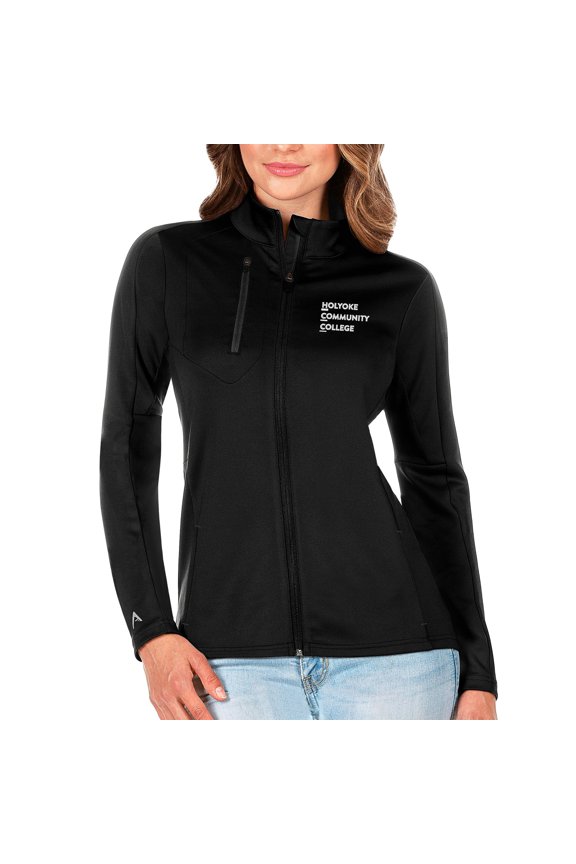 Women's Antigua Black Holyoke Community College Generation Full-Zip Jacket