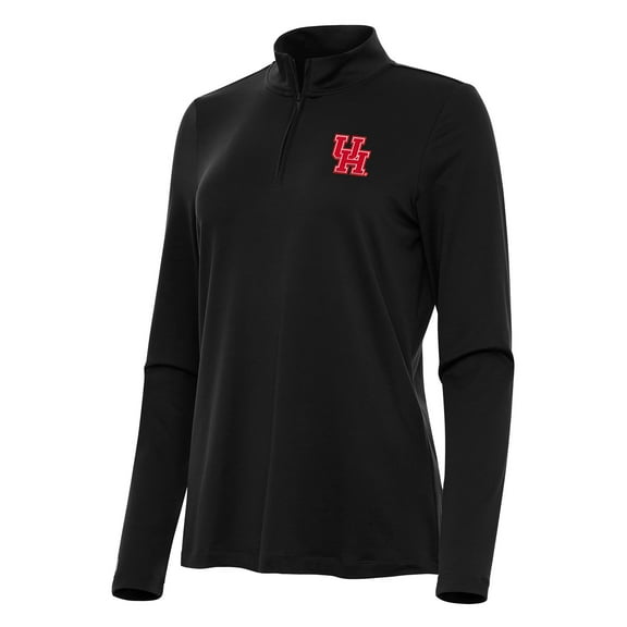 Women's Antigua Black Houston Cougars Reprocess Quarter-Zip Top