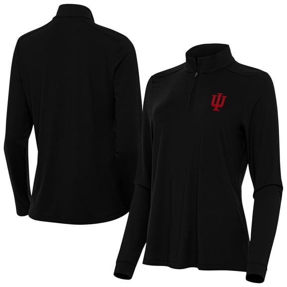 Women's Antigua Black Indiana Hoosiers Intent Quarter-Zip Top