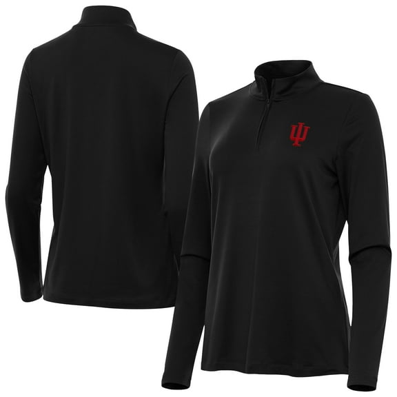 Women's Antigua  Black Indiana Hoosiers Reprocess Quarter-Zip Top