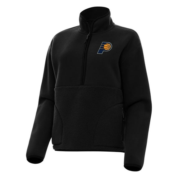 Women's Antigua Black Indiana Pacers Figure Half-Zip Pullover Sweatshirt