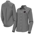 thumbnail image 1 of Women's Antigua Black Inter Miami CF Porter Woven Tri-Blend Long Sleeve Button-Up Shirt, 1 of 3