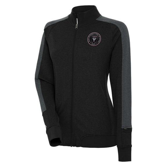 Women's Antigua Black Inter Miami CF Strike Anthem Full-Zip Jacket