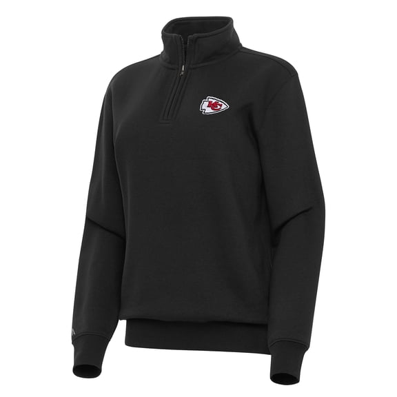 Women's Antigua Black Kansas City Chiefs Victory Quarter-Zip Top