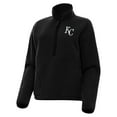 thumbnail image 1 of Women's Antigua Black Kansas City Royals Figure Half-Zip Sweatshirt, 1 of 1
