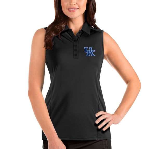 Women's Antigua Black Kentucky Wildcats Tribute Sleeveless Polo